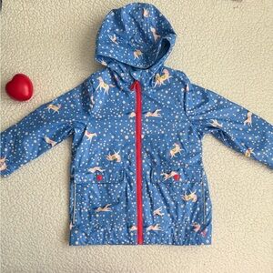 Joules Blue Raincoat with Yellow and White Accents